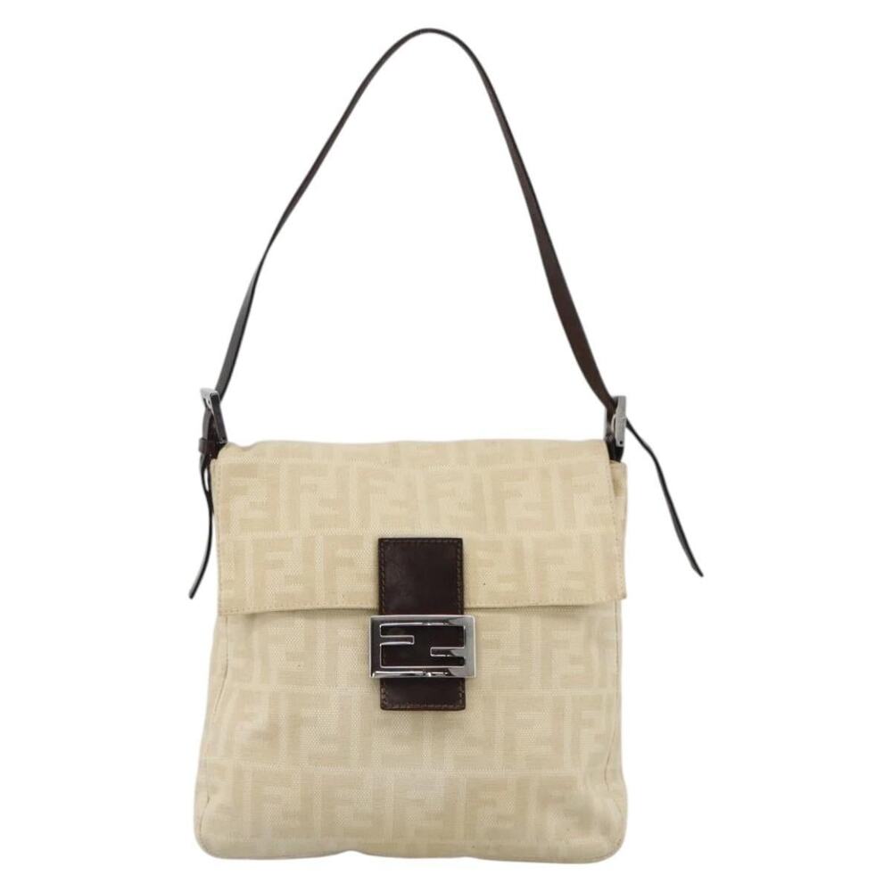 Fendi Zucca Mamma Baguette Shoulder Bag Beige